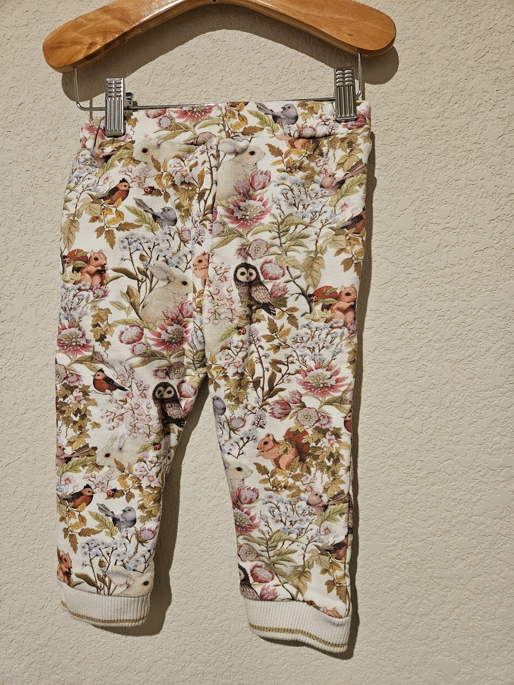 Woodland Animal Print Cream Kids Leggings